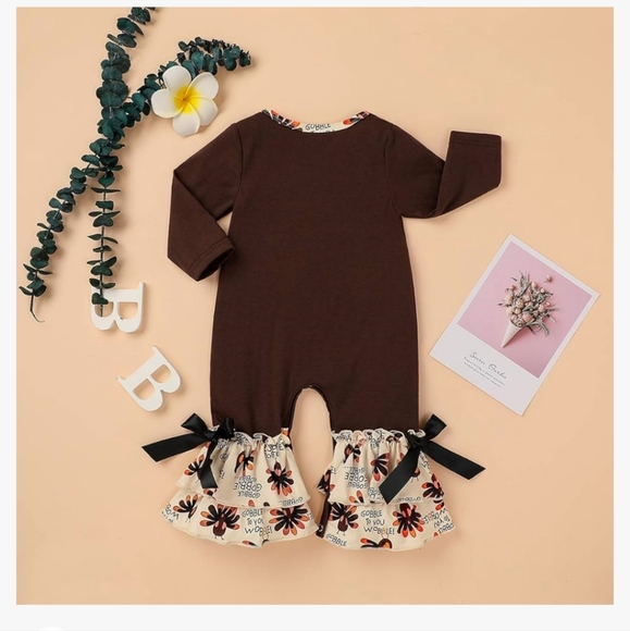My First Thanksgiving Hooded Romper Jumpsuit Bodysuit - Picture 2 of 4